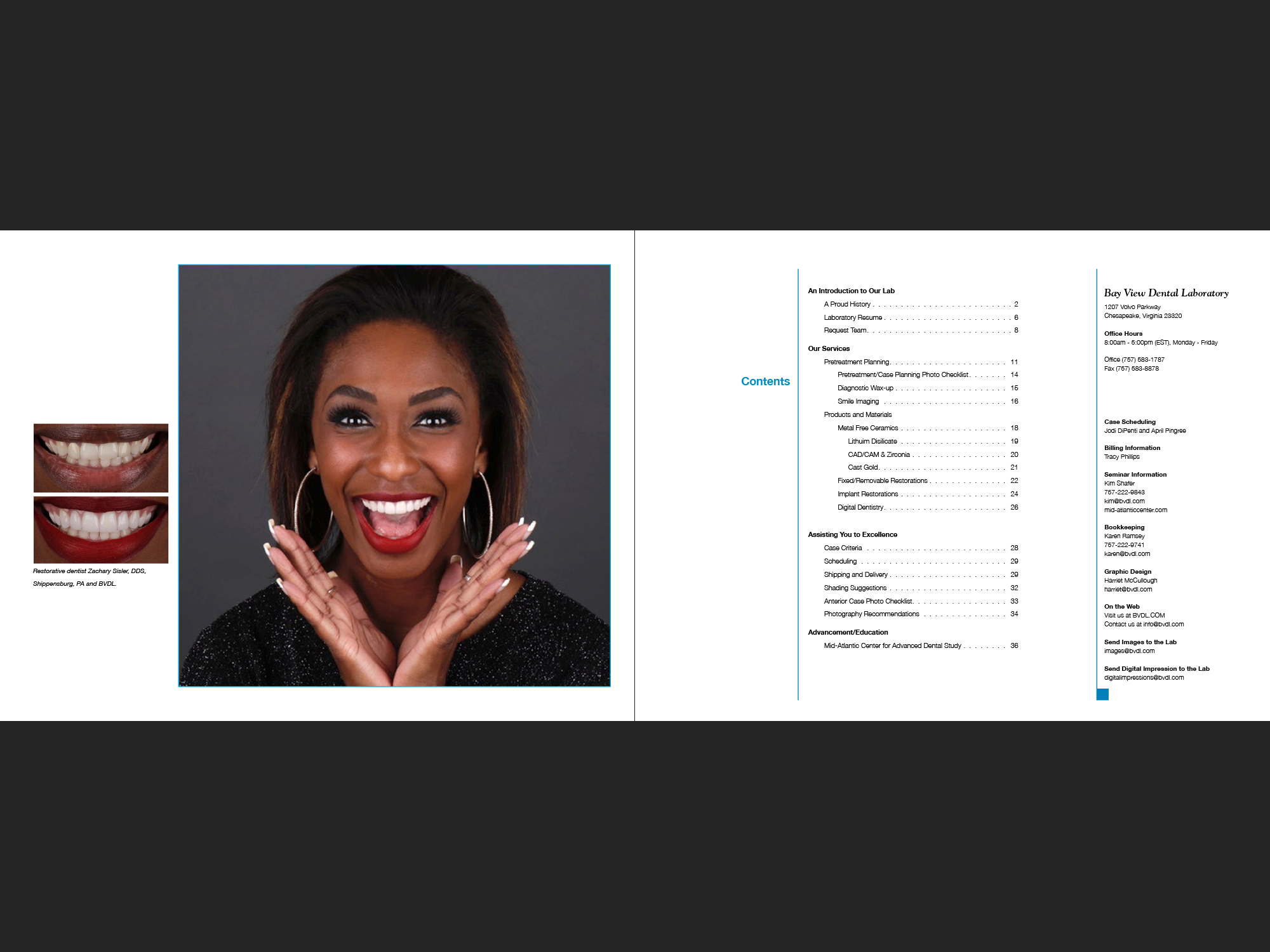 Bay View Dental Lab portfolio, page 2-3.