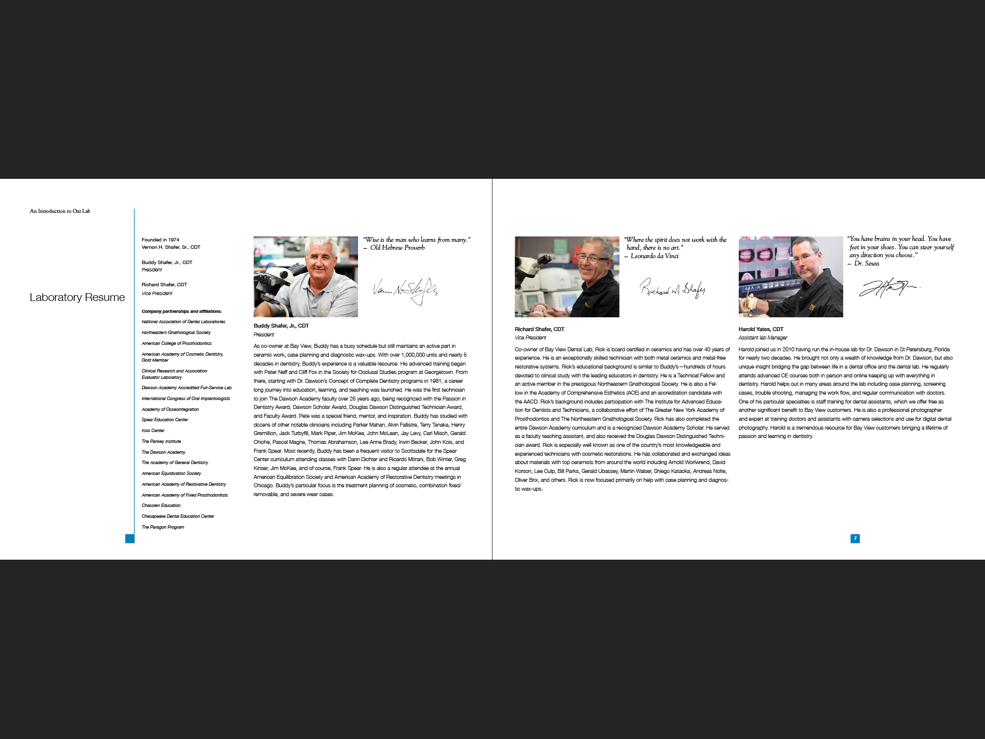 Bay View Dental Lab portfolio, page 8-9.