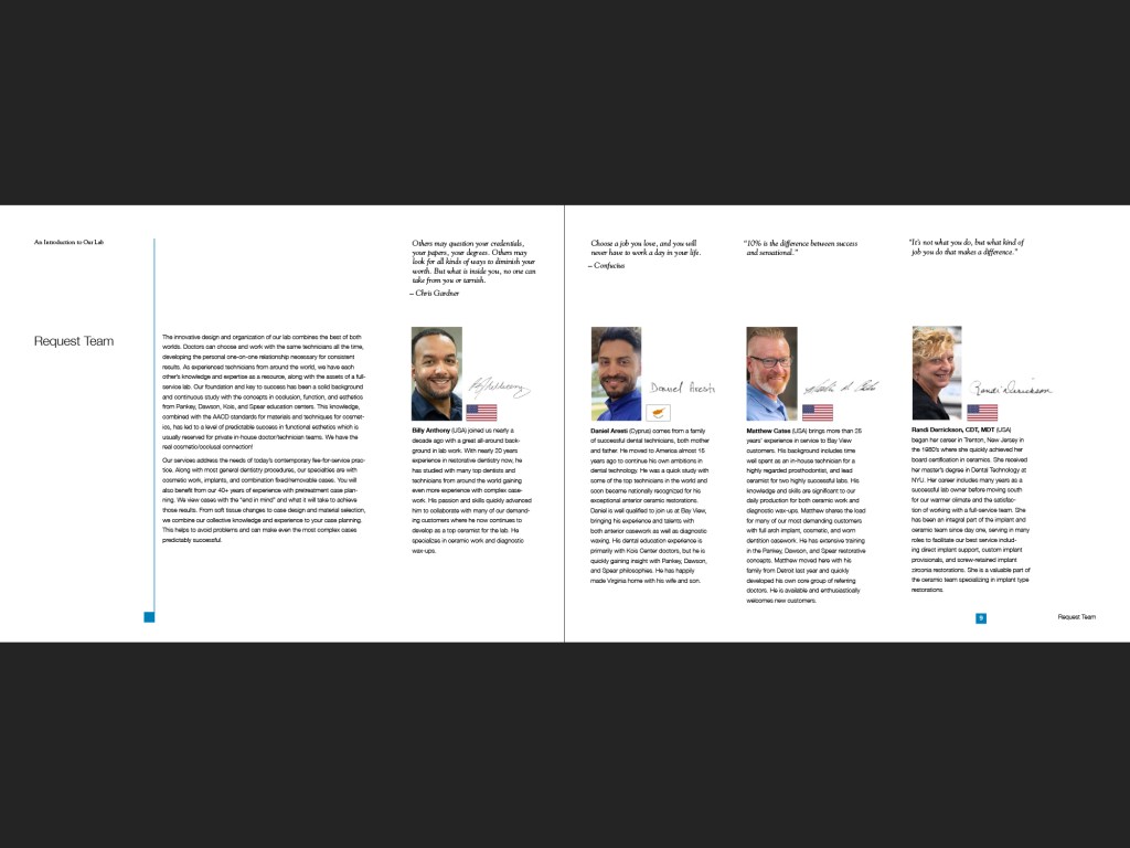 Bay View Dental Lab portfolio, page 10-11.