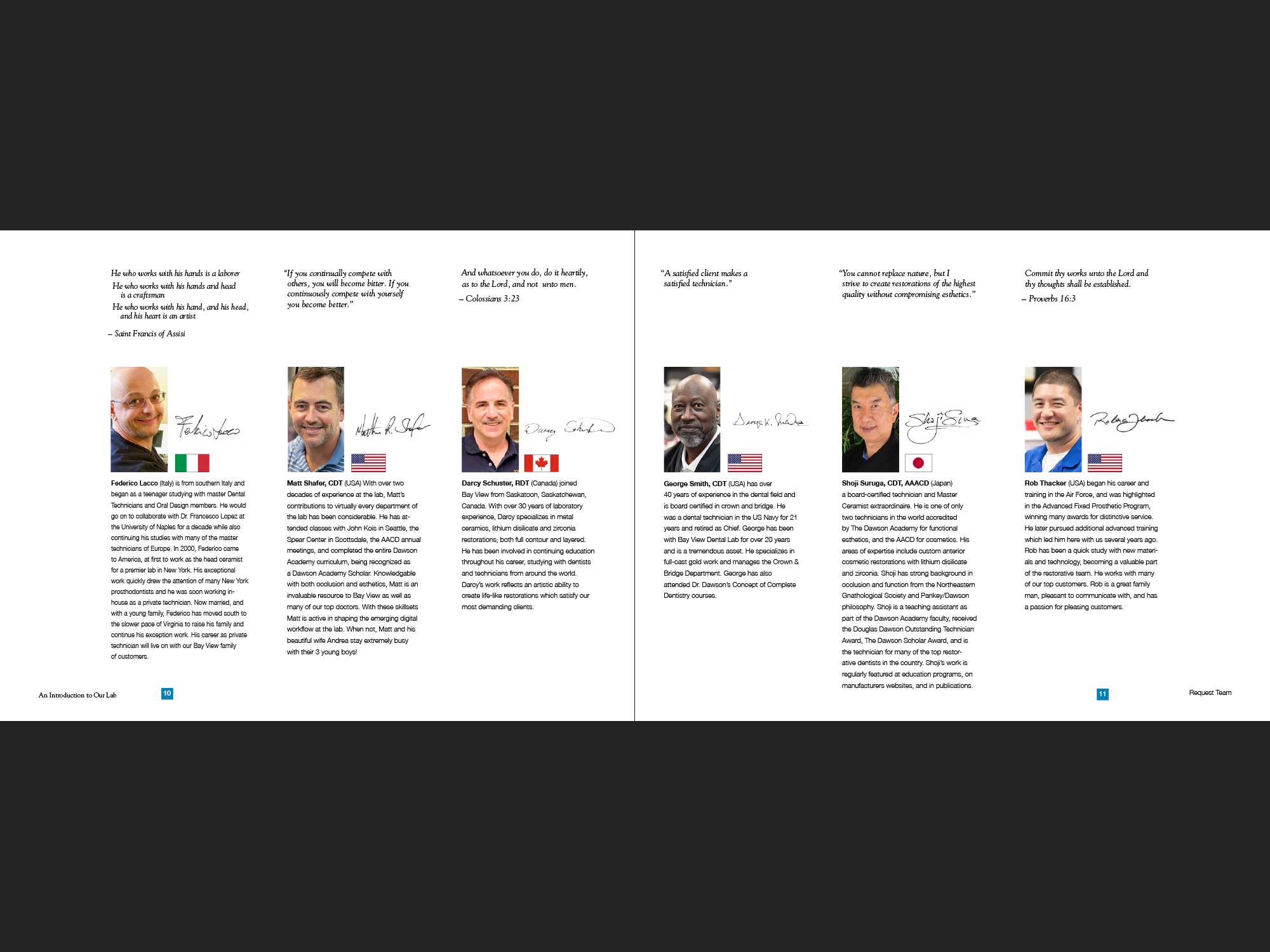 Bay View Dental Lab portfolio, page 12-13.