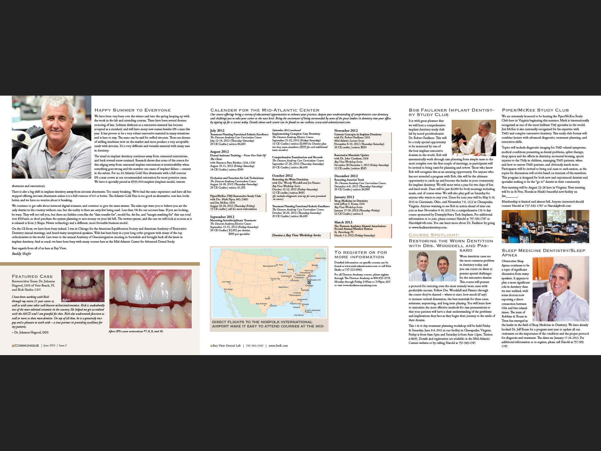 Bay View Dental Lab Communique, 2012. Inside panels.