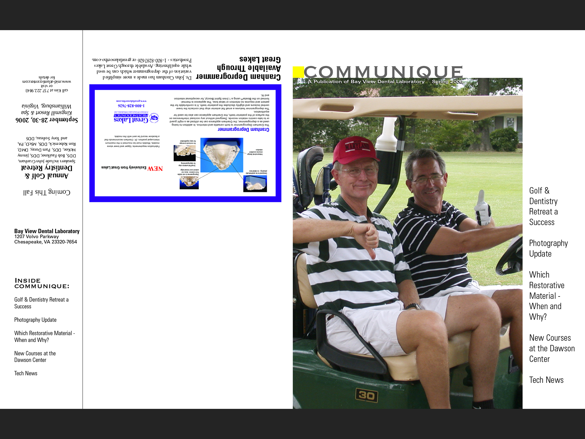 Bay View Dental Lab Communique, 2006. font and back cover.