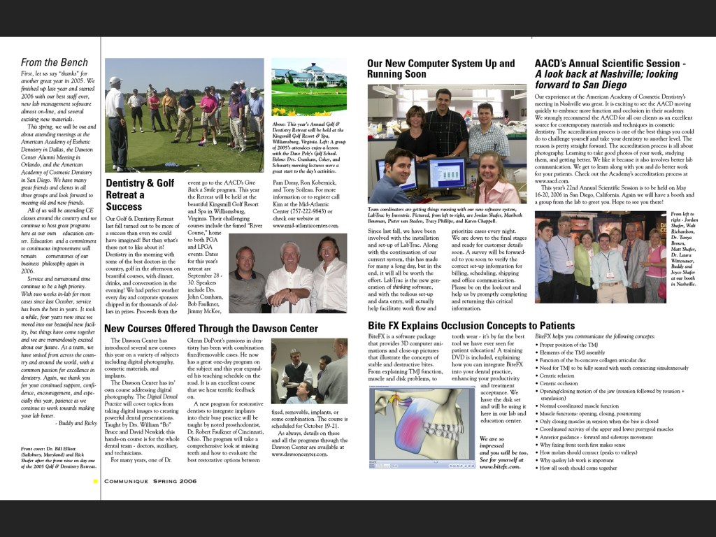 Bay View Dental Lab Communique, 2006. page 1-2.