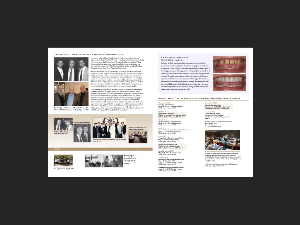 Bay View Dental Lab Communique, Fall 2012. Inside cover and panel.