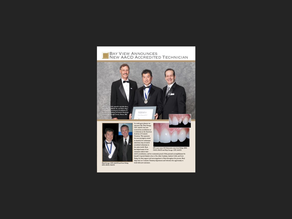 Bay View Dental Lab Communique, Spring 2012.