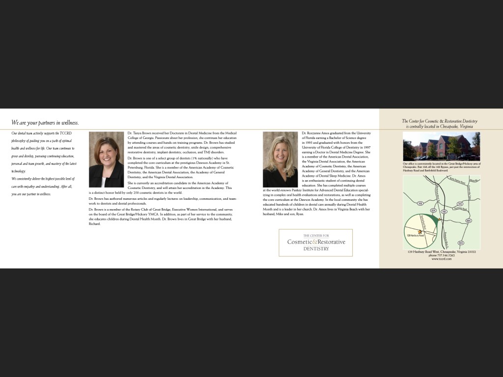 The Center for Cosmetic & Restorative Dentistry promotional booklet, page 8-9.