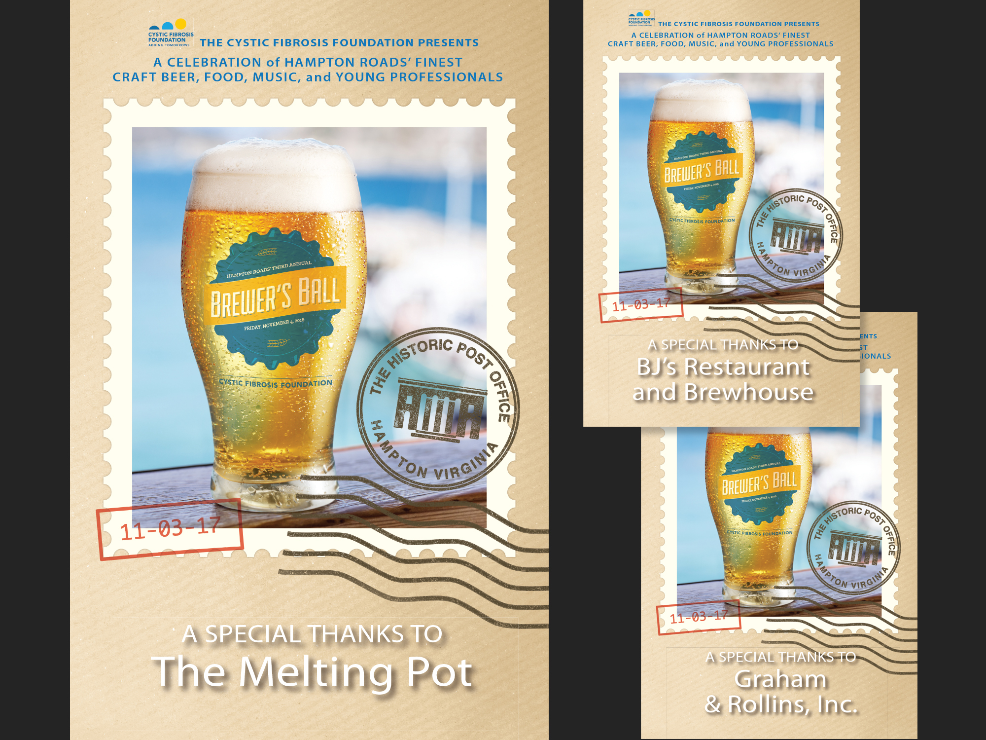 The Cystic Fibrosis Foundation "Thank You" poster for Brewer's Ball sponsors, 2017.