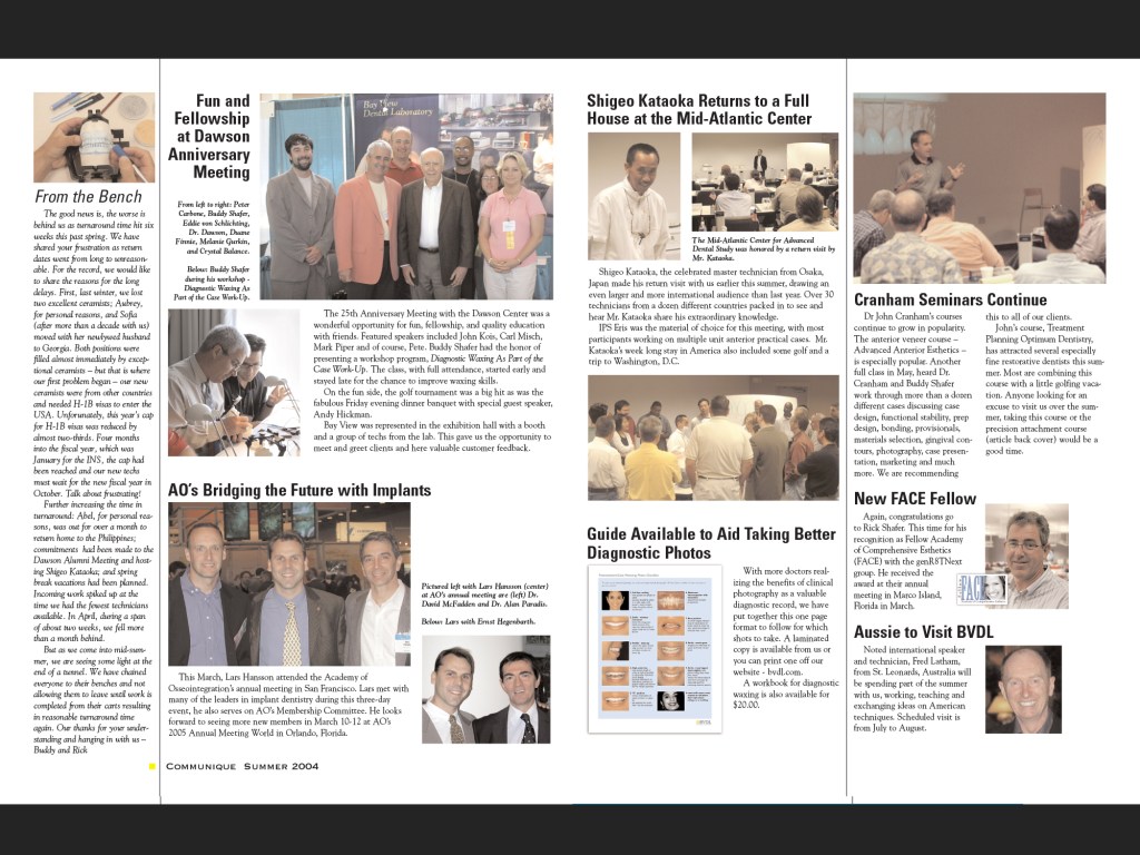 Bay View Dental Lab Communique, Summer 2004.